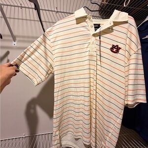 Men's Auburn Cream and Orange Striped Polo Shirt
